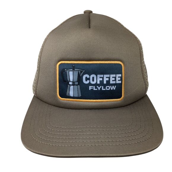 Coffee Flylow Snapback Trucker Hat Brown OSFM Adjustable Mesh Back Home Grown - Picture 1 of 9